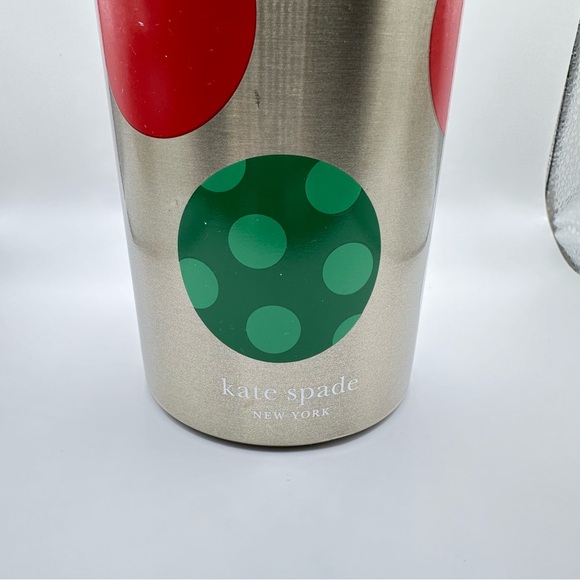 Kate Spade Tumbler Christmas Balls Cold Stainless Tumbler 24oz Holiday NWT - Picture 2 of 5